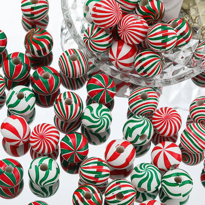 5/10pcs 16mm Wooden Beads Green Snowman Christmas Spacer Beads for DIY Bracelet Keychain Jewelry Making Handmade Accessories