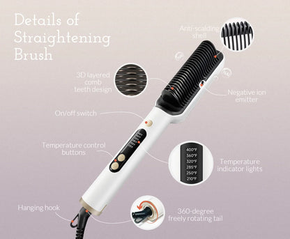 OUDIM Ionic Hair Straightener Brush with Six Temperature Settings - Smarsty