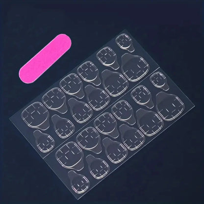 24 Piece Short Square Fake Nails with Colorful French Design - Smarsty