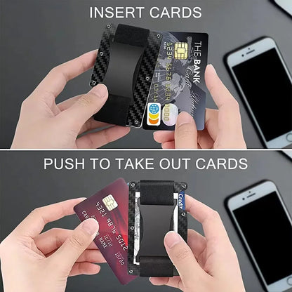 Carbon Fiber Metal Minimalist Slim Credit Card Holder Wallet Carteira for Men Cartera Tarjetero Hombre RFID Bank Cardholder Case