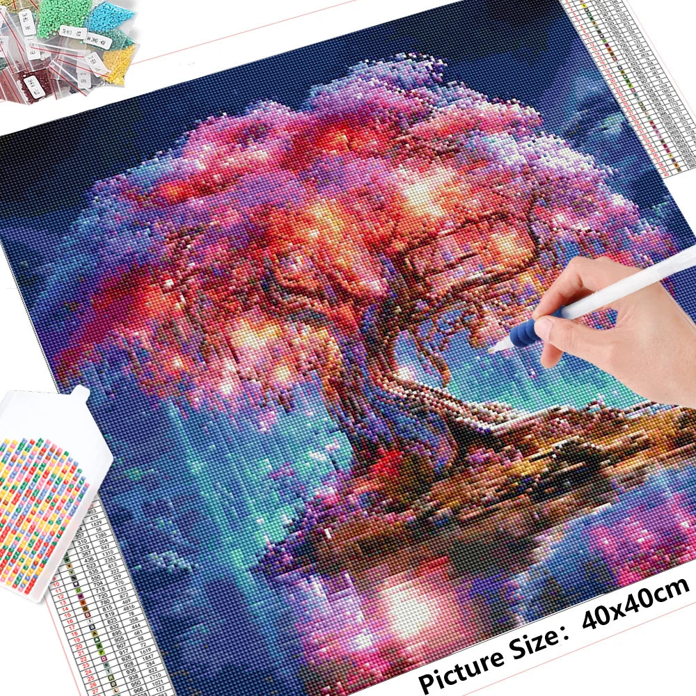 Full Diamond Painting Kit Scenic Tree Mosaic Art - Smarsty