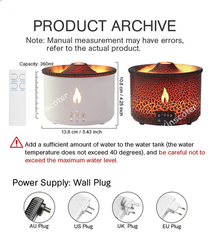 Aromatherapy Volcano Flame Diffuser with Humidifier Feature - Smarsty