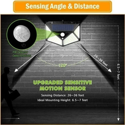 100 LED Solar Wall Lights with Motion Sensor for Outdoor Security - Smarsty