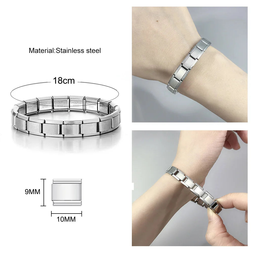 Gemosa Italian Stainless Steel Charm Bracelet Elastic Link Chain - Smarsty