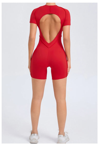 Short Jumpsuit Gym Clothes For Women Sportswear Fitness Overalls Backless Scrunch Booty Yoga Suit Sports Set Outfit - Smarsty
