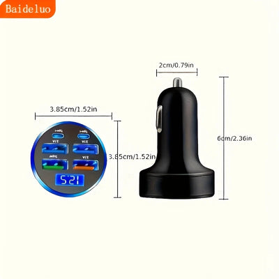 100W Six Port Car Charger With PowerDelivery USB C - Smarsty