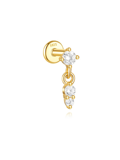 925 Sterling Silver Lotus Tassel Zircon Stud Earrings - Smarsty