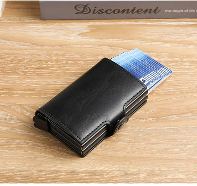 Large Capacity Double Layer ID Credit Card Holder Anti Rfid Blocking Protected Magic Wallet for Men Carbon Fiber Cardholder Case - Smarsty