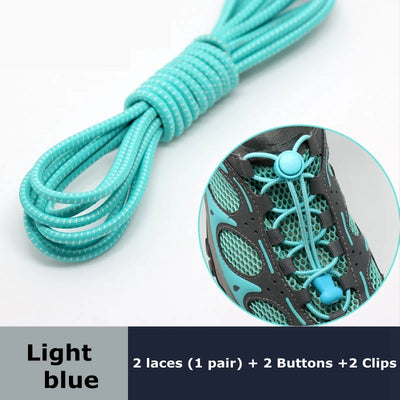 1 Pair round Elastic Shoelaces No-Tie Stretching Locking Lazy Laces for Various Shoe Accessories Suitable for All Sizes - Smarsty