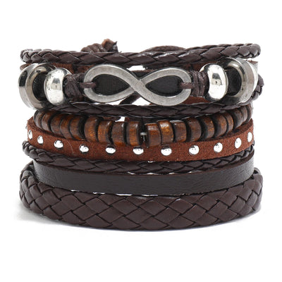Men’s Leather Braided Bracelets Vintage Ethnic Wristband - Smarsty