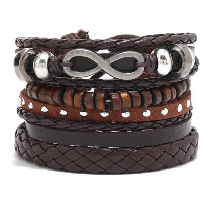 Men’s Leather Braided Bracelets Vintage Ethnic Wristband - Smarsty