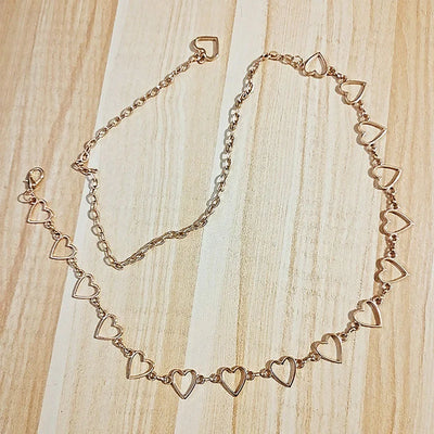 Women High Waist Metal Chain Belt with Crystals - Smarsty