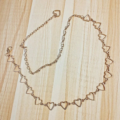 Women High Waist Metal Chain Belt with Crystals - Smarsty