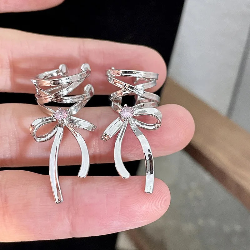 Y2K Bow-Knot Ear Clips for Trendy Korean Fashion Jewelry - Smarsty