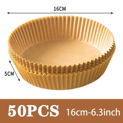 50Pcs Air Fryer Disposable Paper Non-Stick Airfryer Baking Papers Round Air-Fryer Paper Liners Paper Kitchen Accessories