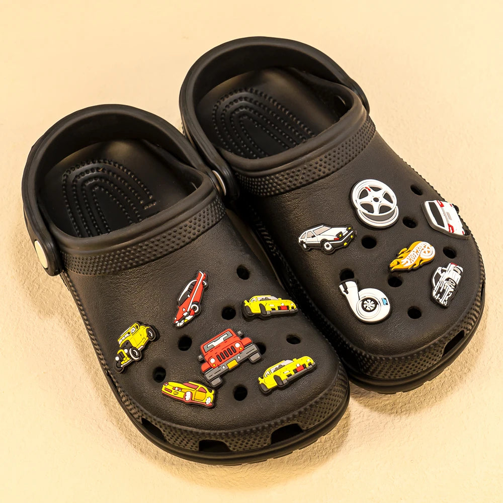 1-20pcs Car Shoe Charms Cool Vehicle Shoe Accessories Cartoon Decorations Pins for Men Boys Kids DIY Clog Buckle Garden Sandal