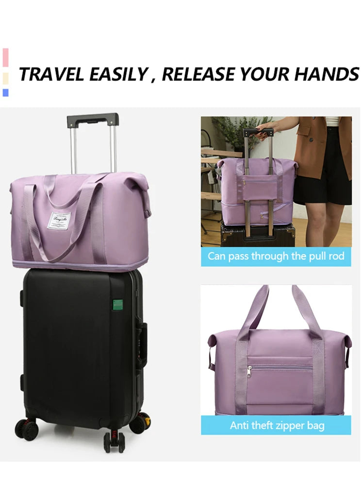 Waterproof Nylon Travel Duffle Bag for Women Large Capacity - Smarsty