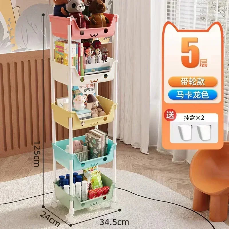 Storage Trolley Bookshelf Snack Rack For Children Storage Organizer Bathroom Accessories Closet Organizer Toy Kitchen Storage by Smarsty