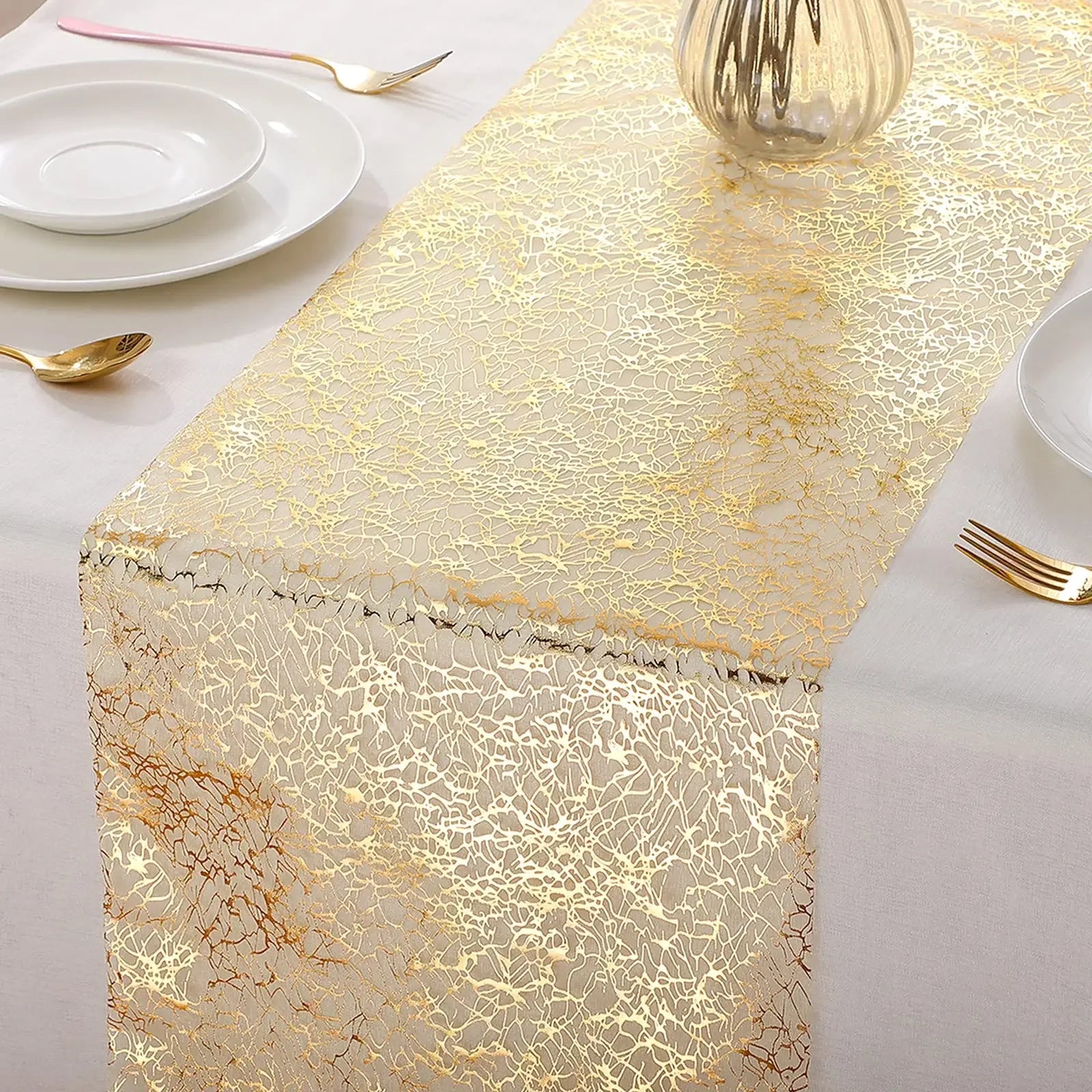Gold Metallic Glitter Table Runner for Elegant Decor - Smarsty