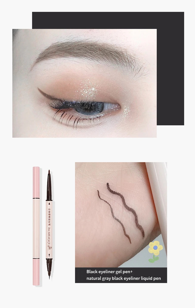 Double Head Eyeliner Pen with Fine Tip Waterproof - Smarsty