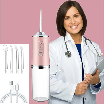 USB Portable Oral Irrigator Water Flosser Dental Water Jet Tools Pick Cleaning Teeth 200ML 4 Nozzles Mouth Oral Cleaning Agents - Smarsty