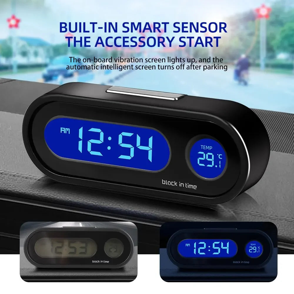 Car Dashboard Clock With Digital Thermometer And Display - Smarsty