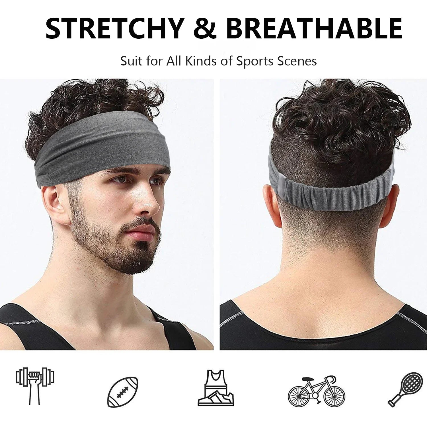 Sports Headbands Soft Elastic Sweatbands Moisture Wicking - Smarsty