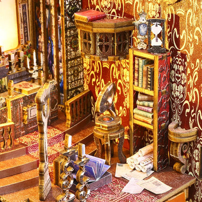 DIY Book Nook Shelf Insert Kit 3D Wooden Puzzle Doll House Assembly Building Model Bookends With Furniture LED Light Xmas Gifts by Smarsty