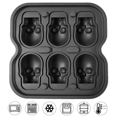 Skull Ice Ball Mold Silicone 3D Flexible Ice Cube Trays BPA Free Ice Trays For Freezer Horror Skull Head Cocktail Ice Ball Maker - Smarsty