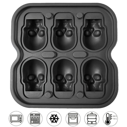 Skull Ice Ball Mold Silicone 3D Flexible Ice Cube Trays BPA Free Ice Trays For Freezer Horror Skull Head Cocktail Ice Ball Maker
