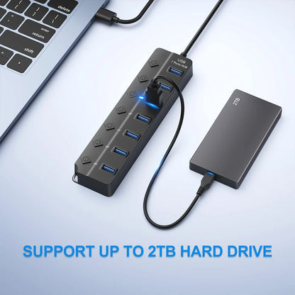 USB 3.0 Hub 7 Port High Speed Powered Switch Cable