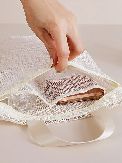 Clear Mesh Makeup Bag Portable Cosmetic Organizer Travel - Smarsty