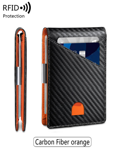 Minimalist men's wallet RFID anti-theft brush double fold cross front pocket portable card holder 12 card multifunctional wallet - Smarsty
