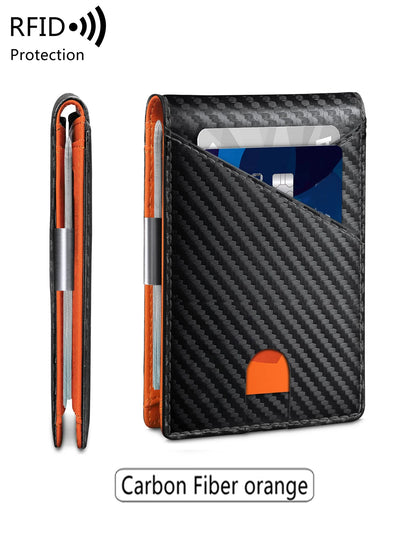Minimalist men's wallet RFID anti-theft brush double fold cross front pocket portable card holder 12 card multifunctional wallet - Smarsty