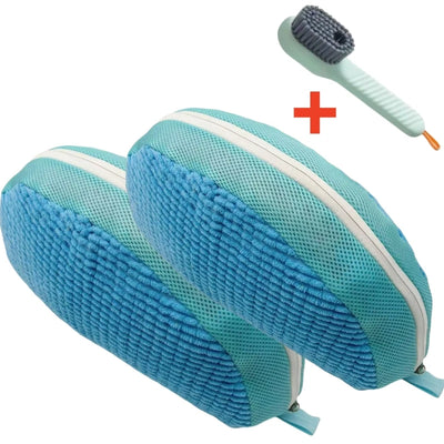 1/2/4PCS Shoe Washing Machine Bag with Liquid Shoe Brush Set Durable Laundry Shoe Bag and Soft Bristle Clean Brush for All Shoes - Smarsty