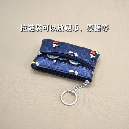 Disney Mickey Mouse Premium Genuine Leather Cartoon Phone Wallet Anime Coin Purse High-capacity Card Package Portable Wallet New