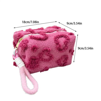 Soft Plush Makeup Bag Portable With Handle Travel Organizer - Smarsty