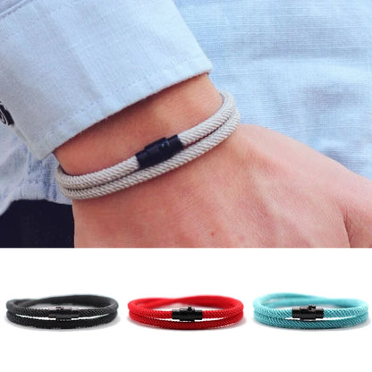 Double Layer Magnetic Buckle Men's Survival Bracelet - Smarsty