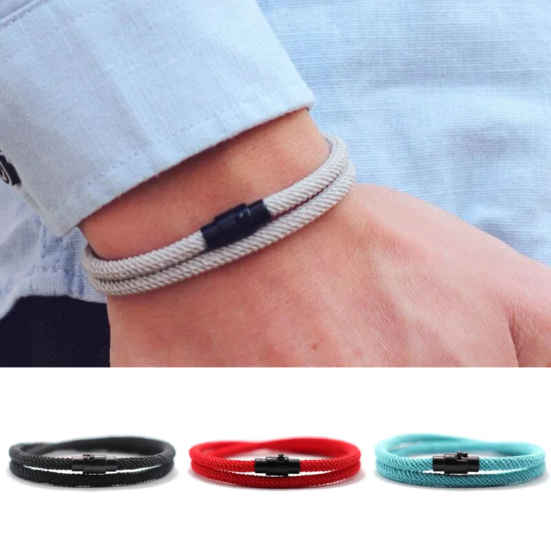 Double Layer Magnetic Buckle Men's Survival Bracelet - Smarsty
