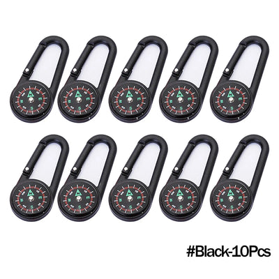 Outdoor Compass Carabiner Mini Camping Keychain Mountaineering Hiking Backpack Buckle with Compass Survival Children Gifts by Smarsty