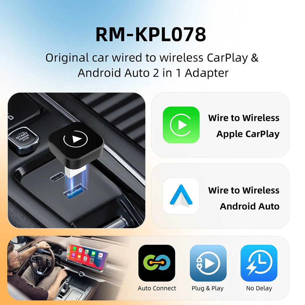 2in1 Wireless CarPlay Dongle Wireless Android Auto Adapter AI Smart Box Car Intelligent Systems For Car With Wired CarPlay - Smarsty
