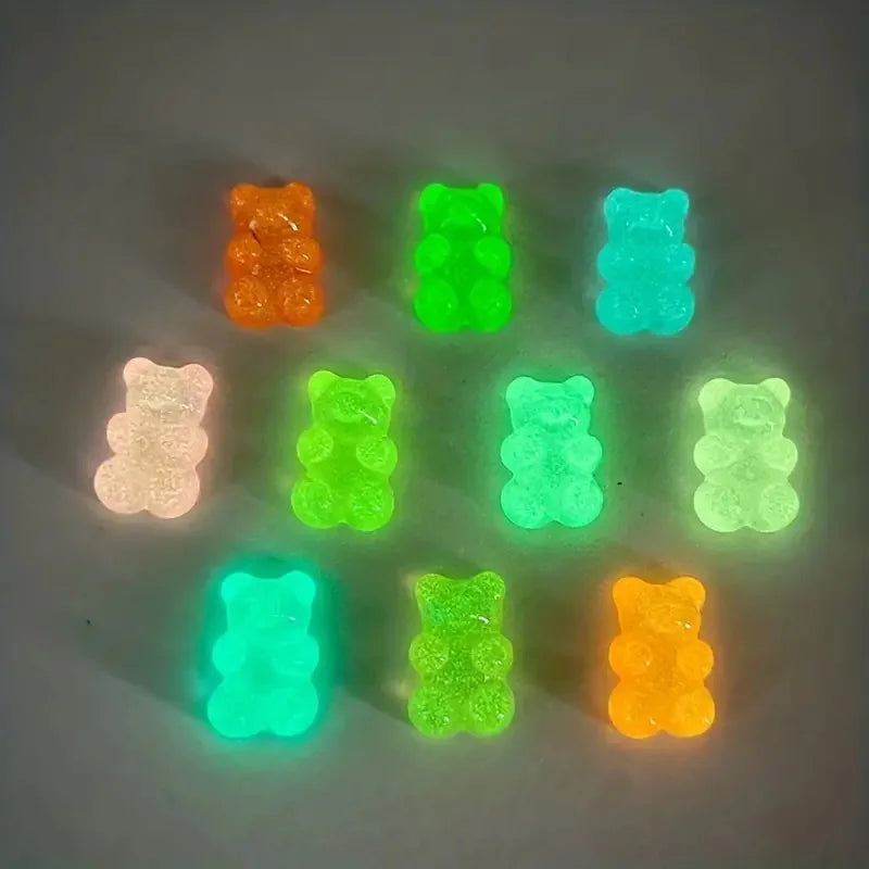 10/20pcs Glow-in-the-Dark Cute Bear Shoe Charms - Luminous DIY Shoe Decoration Accessories for Clogs
