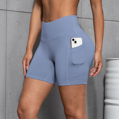 Womens Yoga Pocket Shorts Leggings High Waist  Exercise Fitness Wear Girls Running Elastic Adult Short Pants Sports Outfits ﻿ - Smarsty