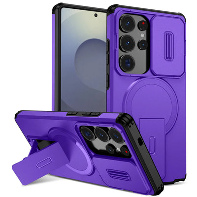 Lens Protect Camera Phone Case for Samsung S25 FE S24 S23 Ultra S22 Plus A17 A36 A56 A16 A15 A35 A55 Magnetic Kickstand Cover