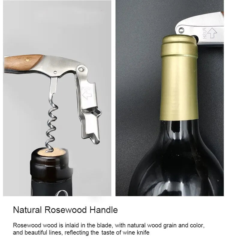 Stainless Steel Wine Corkscrew With Wood Handle - Smarsty