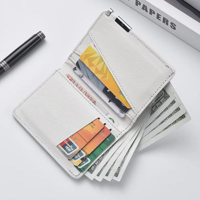Black Faux Leather Small Slim Business-Style Wallet - Multiple Card Slots, Credit Card and Driver's License Holder, Geometric In - Smarsty