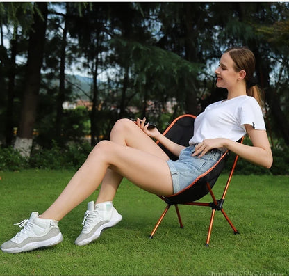 Outdoor foldable chair - ultra-light fishing camping leisure reclining chair - aluminum alloy moon chair - outdoor chair by Smarsty