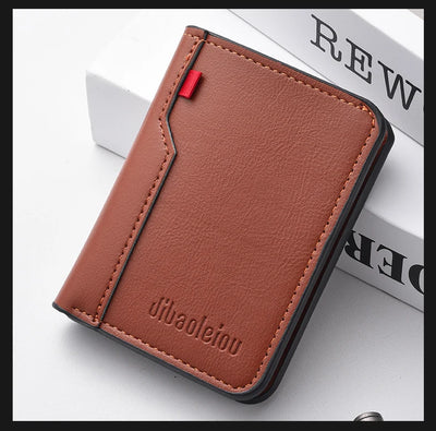 1Pc New Ultra-thin Mini Soft PU Leather Credit Card Wallet Holder Short Vertical High Quality Men's Wallet - Smarsty