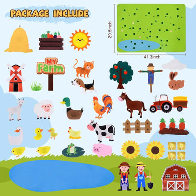 Farm Animals Felt Story Board Set Storytelling Early Learning Interactive Play Kit Wall Hanging Puzzle Toys for Toddlers Gifts - Smarsty