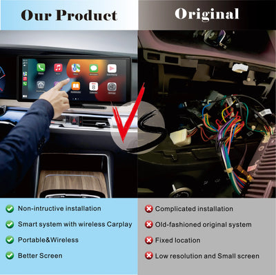 Pionray 10.26” CarPlay Android Auto Car Radio Multimedia Video Player IPS Touch Screen With AUX USB Supports Reversing Camera